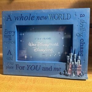 Disney Blue Castle Picture Frame, WDW Disneyland Mickey Princess Aladdin